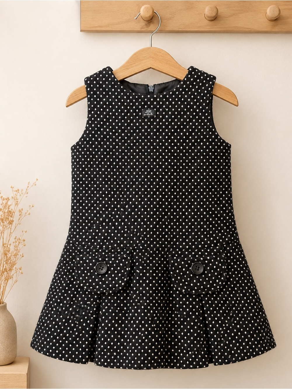 Lili Gaufrette Black & White Polka Dot Sleeveless Dress